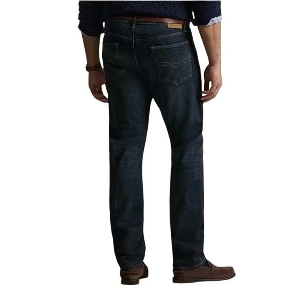 POLO RALPH LAUREN Hampton Relaxed Straight Jeans Mens 44Bx34 Blue Stretch Denim - Picture 9 of 12